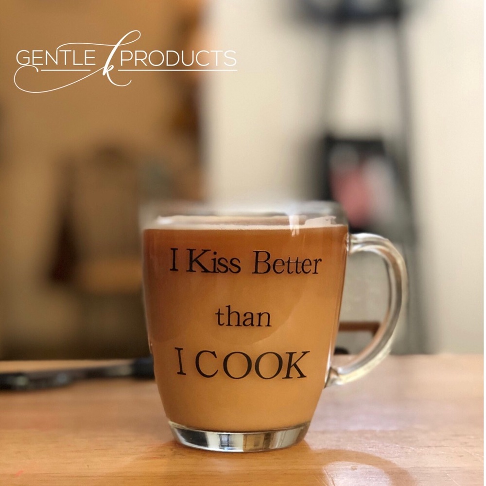 I Kiss Better Than I Cook glass mug (set of 2)